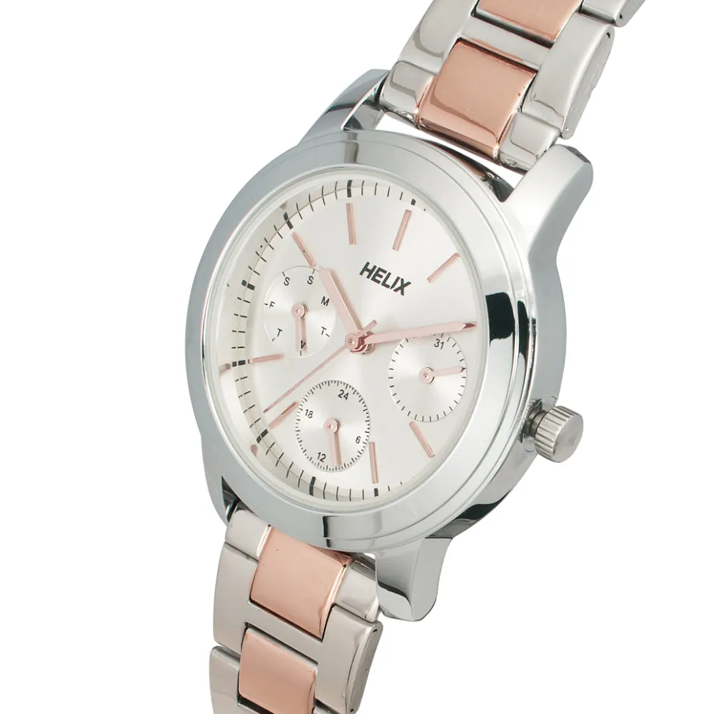Helix By Timex Silver Round Analog Stainless Steel Watch Women -TW052HL02