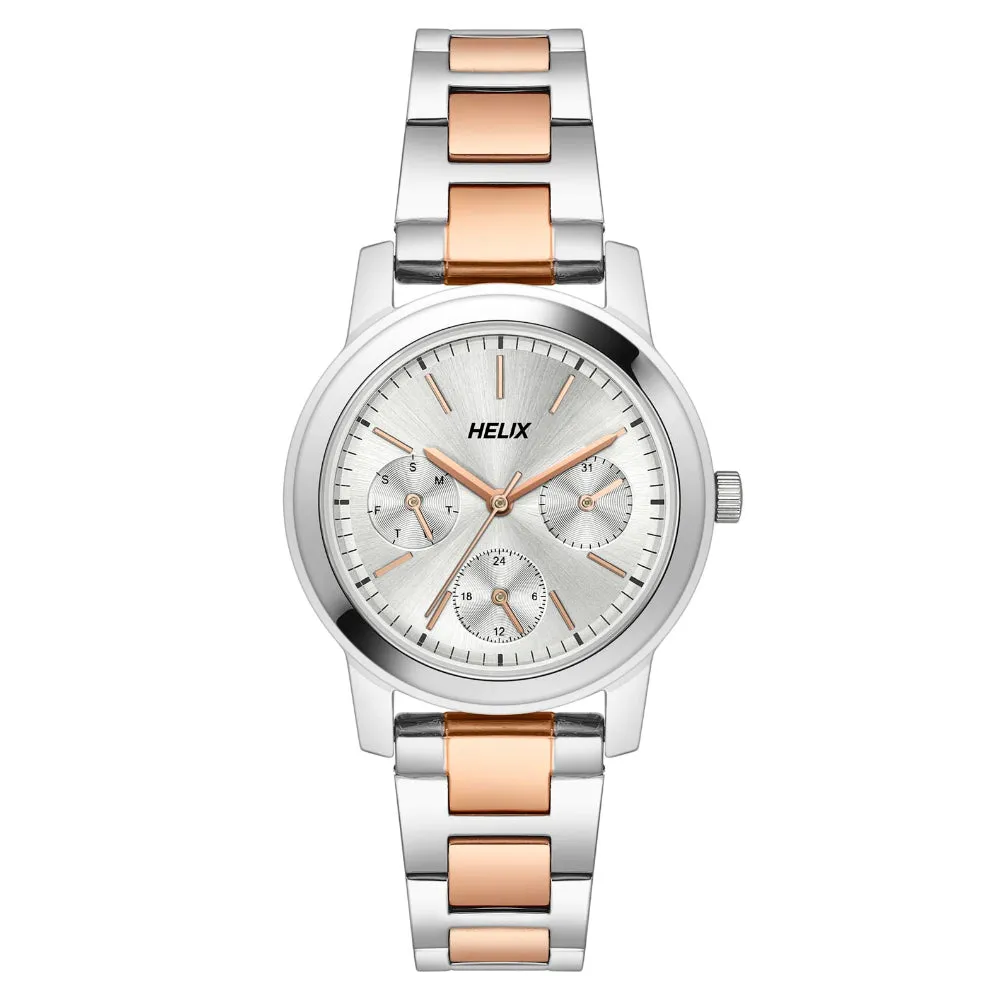 Helix By Timex Silver Round Analog Stainless Steel Watch Women -TW052HL02