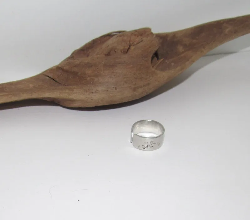 Hibiscus  Adjustable stamped ring, flower lover aluminum ring, inspiration rings, adjustable silver ring, stamped jewelry,