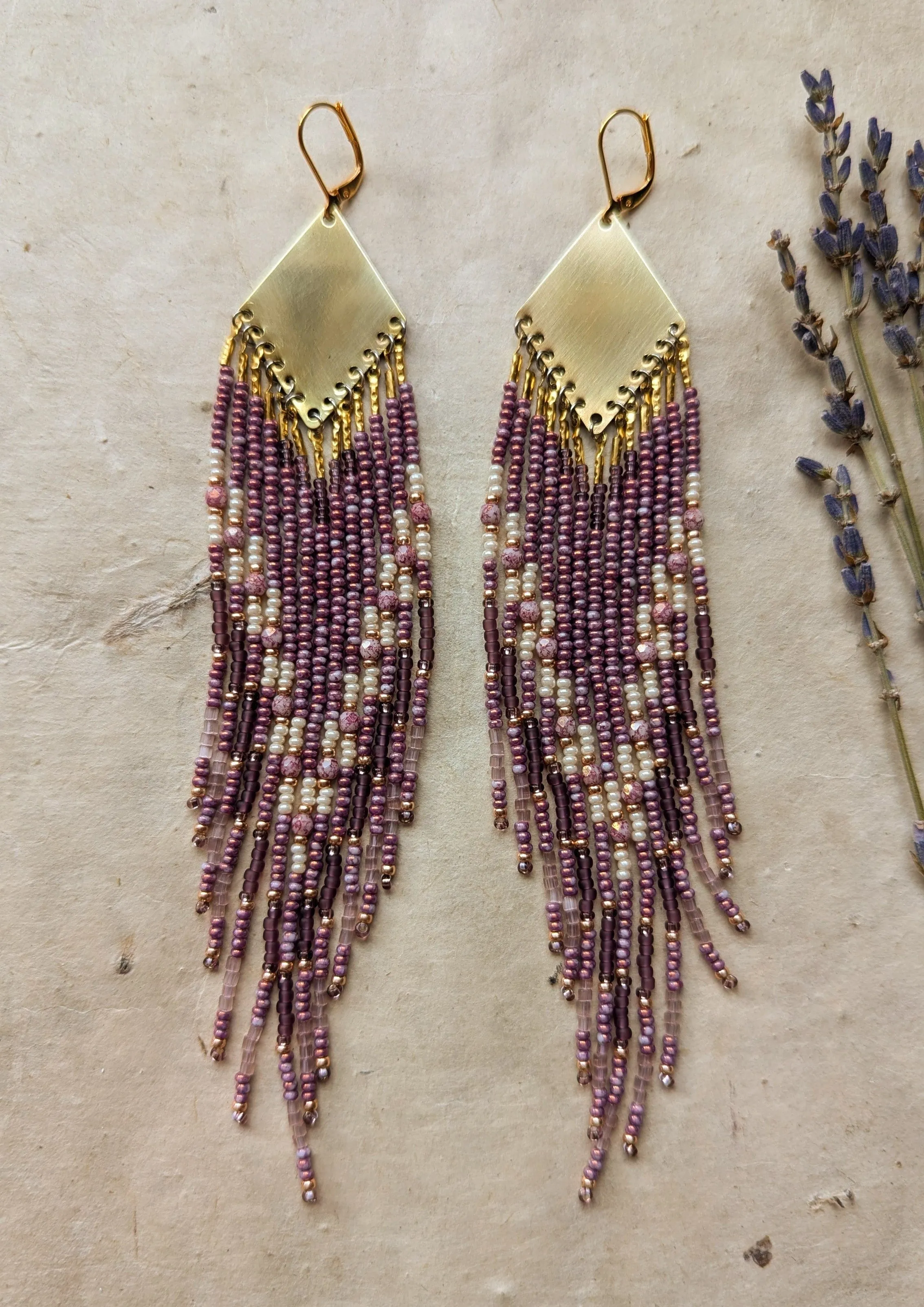 Hillary Lavender Boho Beaded Earrings