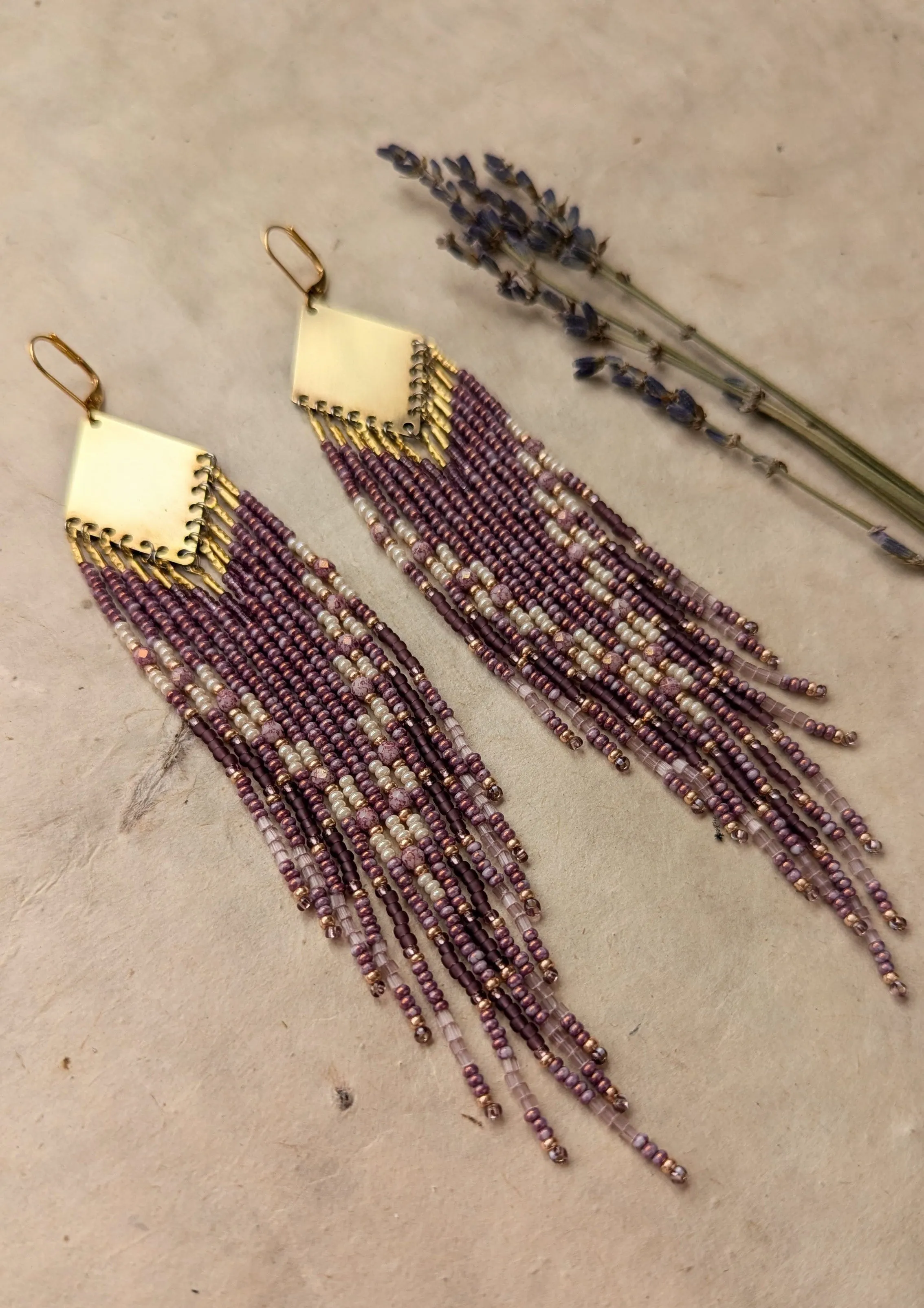 Hillary Lavender Boho Beaded Earrings