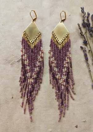 Hillary Lavender Boho Beaded Earrings
