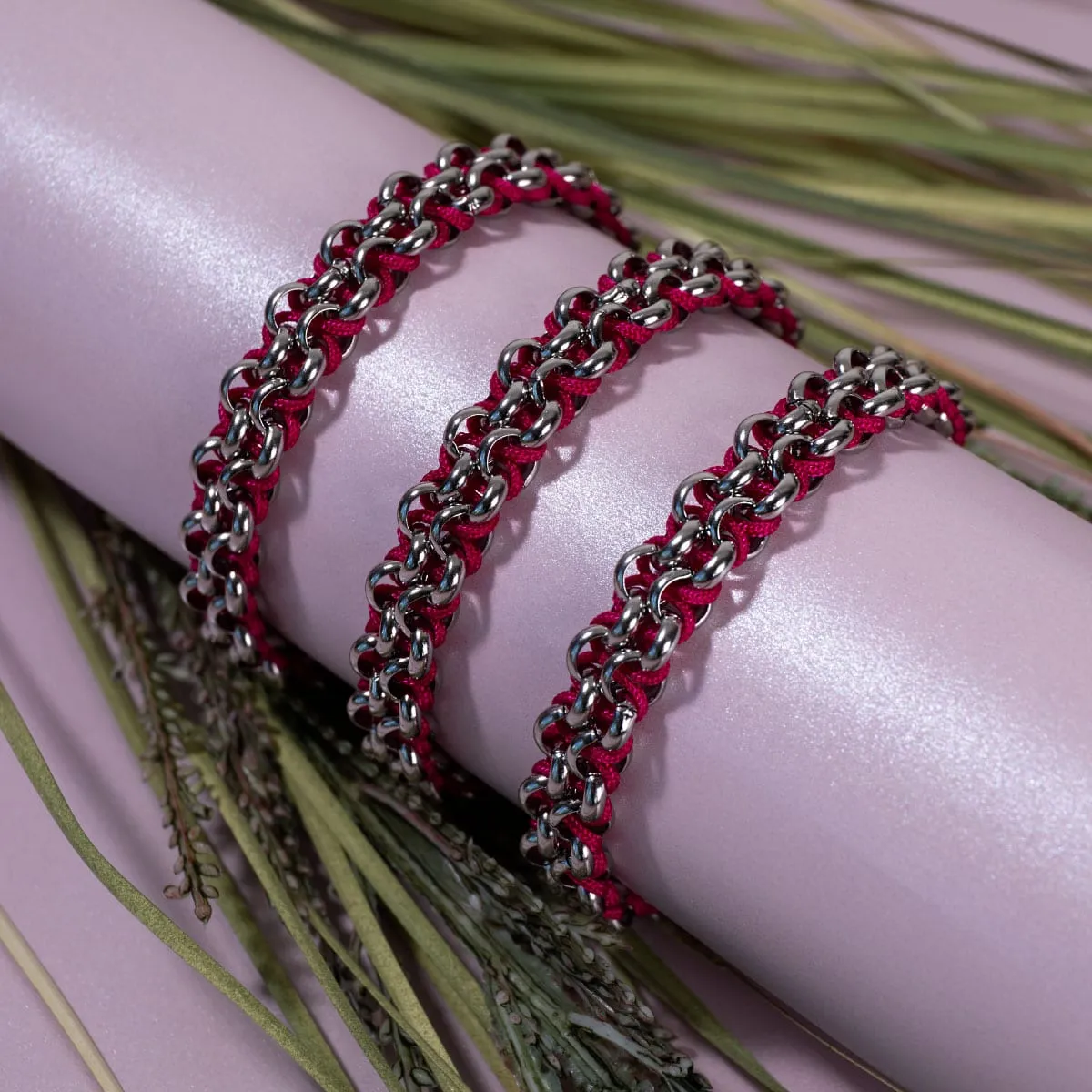 Hippo Links | Mini Kismet Bracelet | Fuchsia x Silver