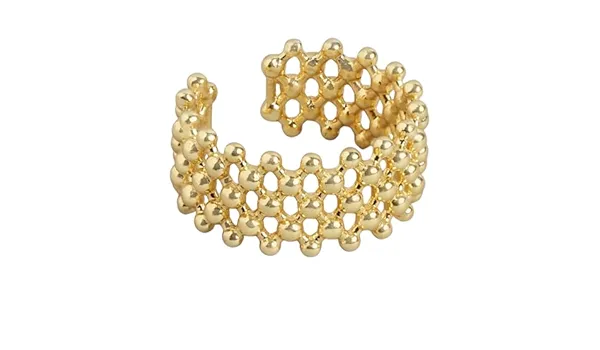 Honeycomb Net Adjustable Ring Gold Plated AR52