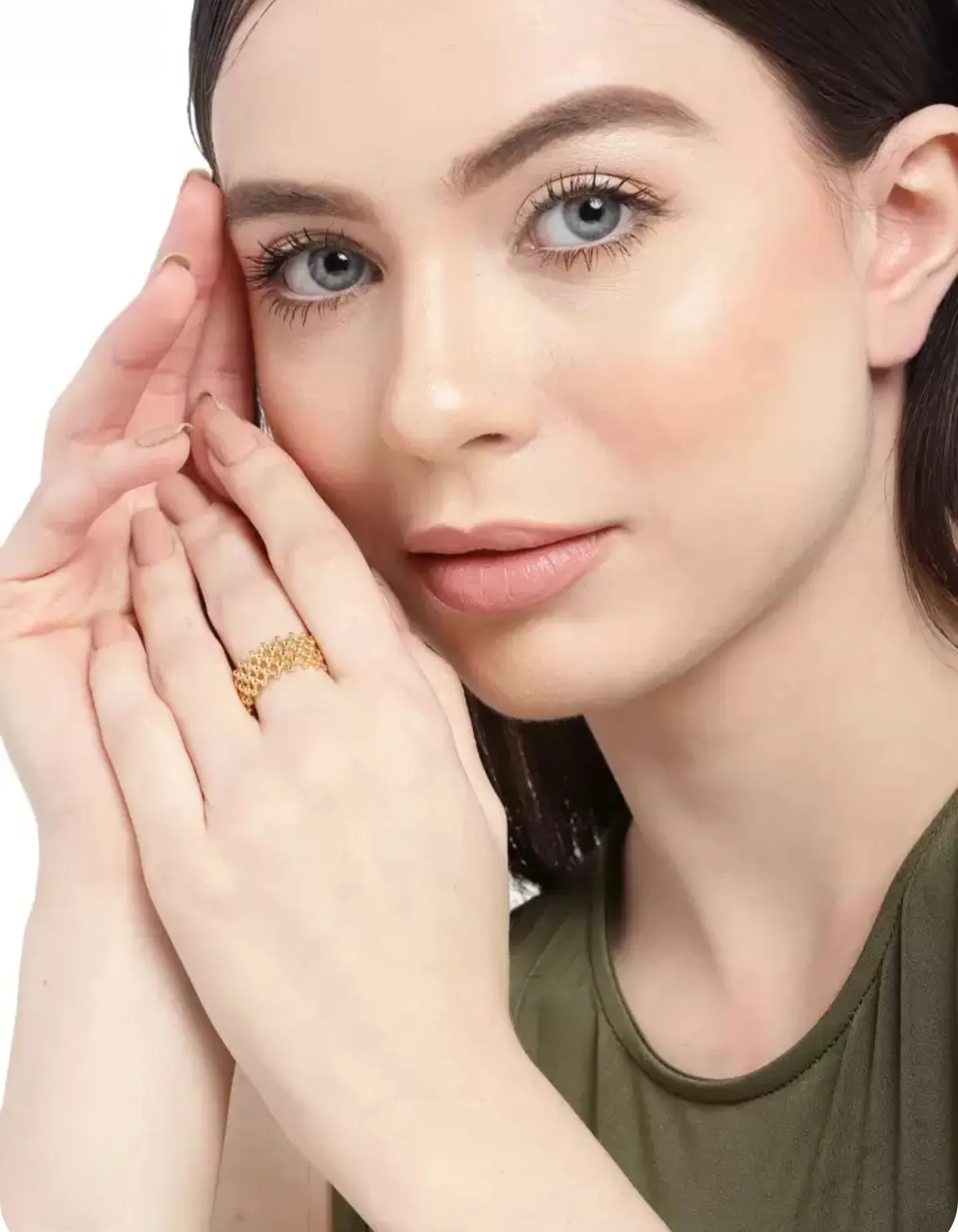 Honeycomb Net Adjustable Ring Gold Plated AR52
