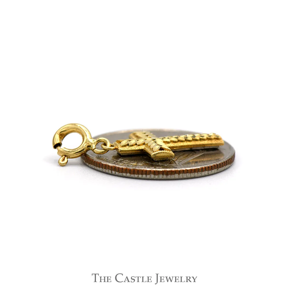 Intricate Filigree Designed Cross Pendant in 14k Two Tone White & Yellow Gold