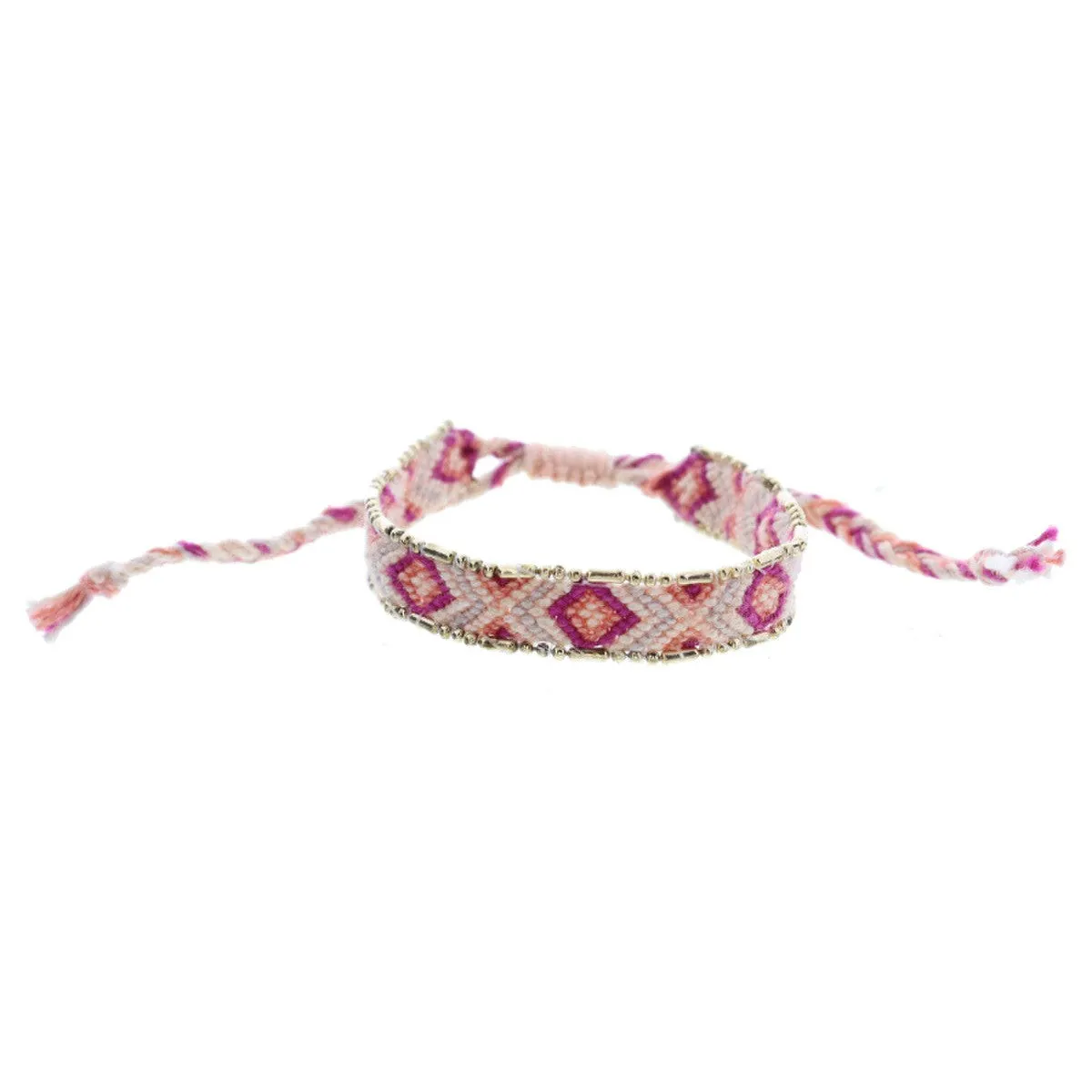 Jane Marie Kids Magenta, Coral, Peach, Dusty Lavender Woven Band With Gold Accent Edge Bracelet