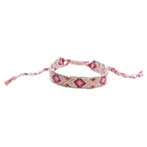 Jane Marie Kids Magenta, Coral, Peach, Dusty Lavender Woven Band With Gold Accent Edge Bracelet