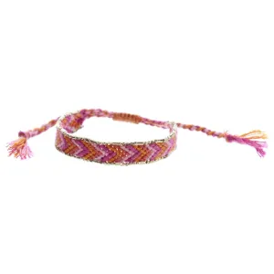 Jane Marie Kids Magenta, Orange, Coral, Pink Woven Band With Gold Accent Edge Bracelet