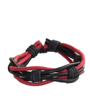 Jstarmart Black Red Leather Wrist Band With Set Of Two Wrist Bands