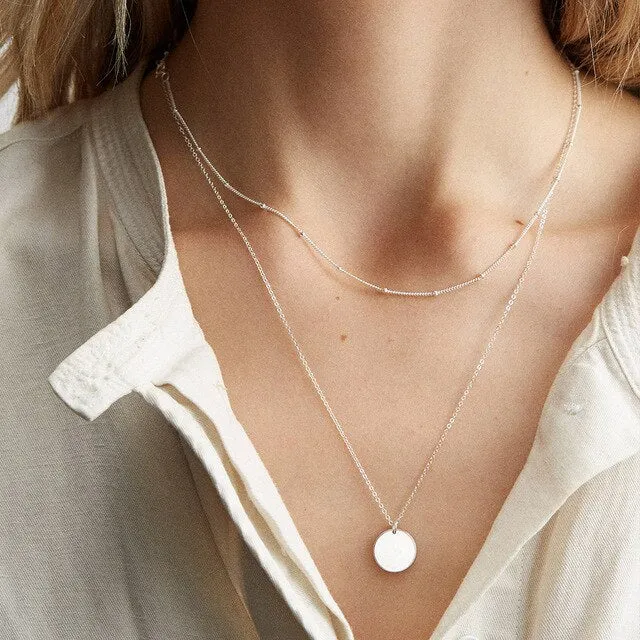 JUJIE Choker Chain Stainless Steel Necklace For Women 2020 Layered Initia Statement Pendant Necklaces Jewelery Dropshipping