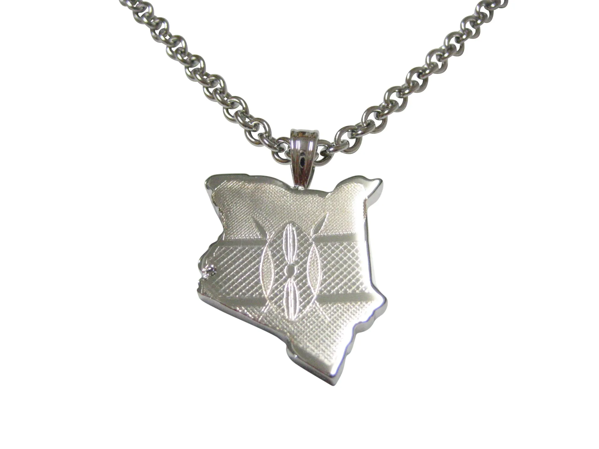 Kenya Map Shape and Flag Design Pendant Necklace
