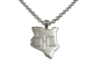 Kenya Map Shape and Flag Design Pendant Necklace