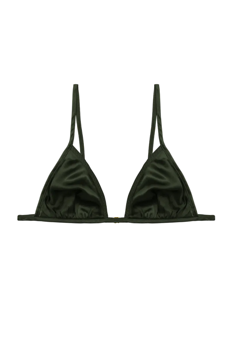 KERI BRA TOP AND ELLE PANTY: GREEN ORGANIC SILK SET