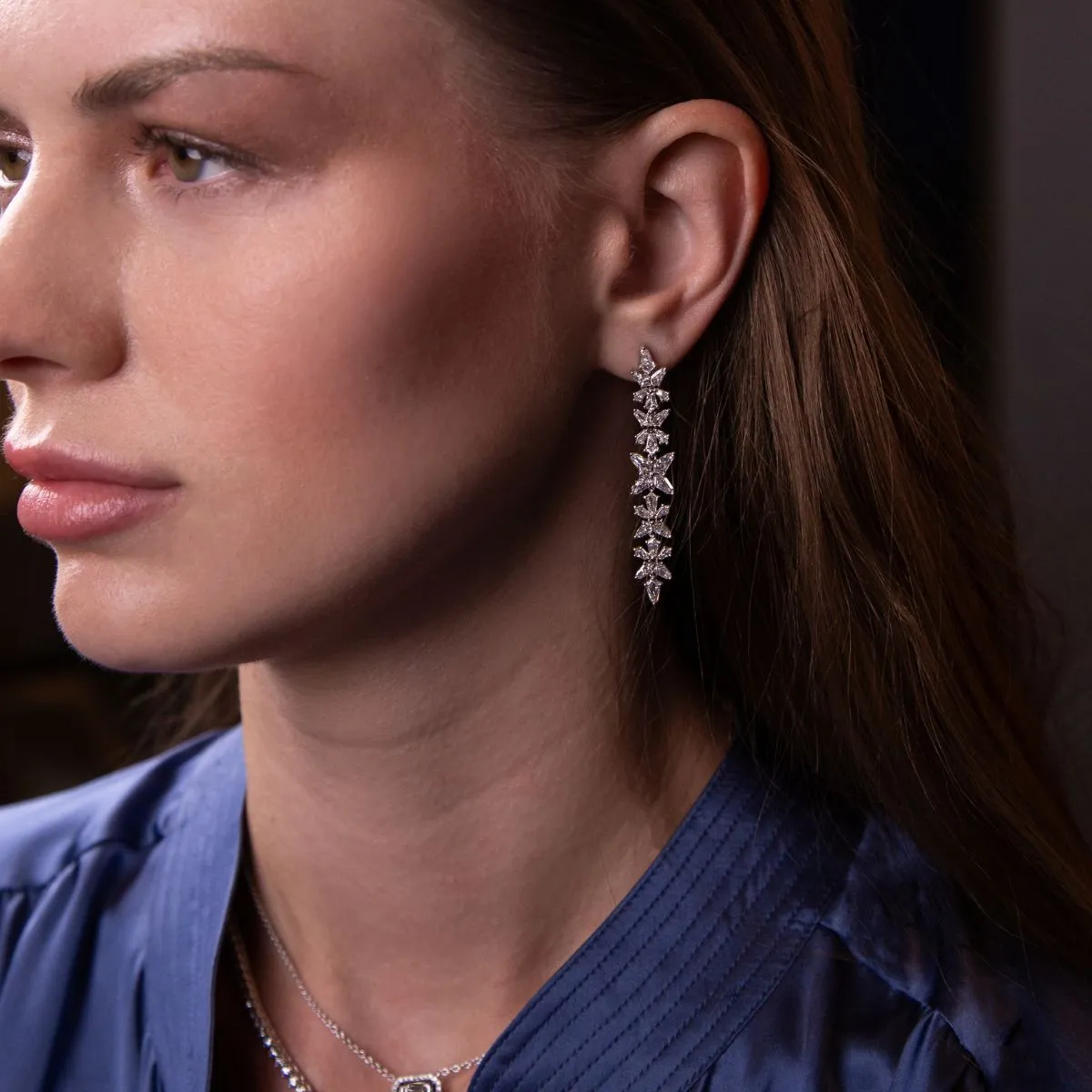 Kite Devi Diamond Linear Drop Earrings