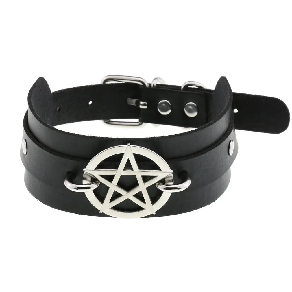 KMVEXO Leather Spiked Choker Collar Women Men Rivets Studded Chocker Chunky Necklace Goth Jewelry Metal Gothic Emo Accessories