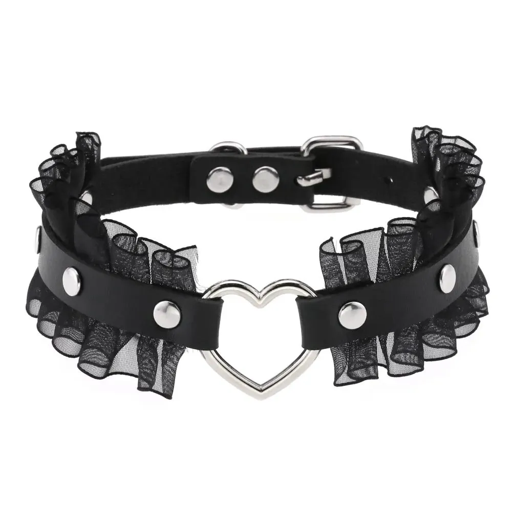 KMVEXO Leather Spiked Choker Collar Women Men Rivets Studded Chocker Chunky Necklace Goth Jewelry Metal Gothic Emo Accessories