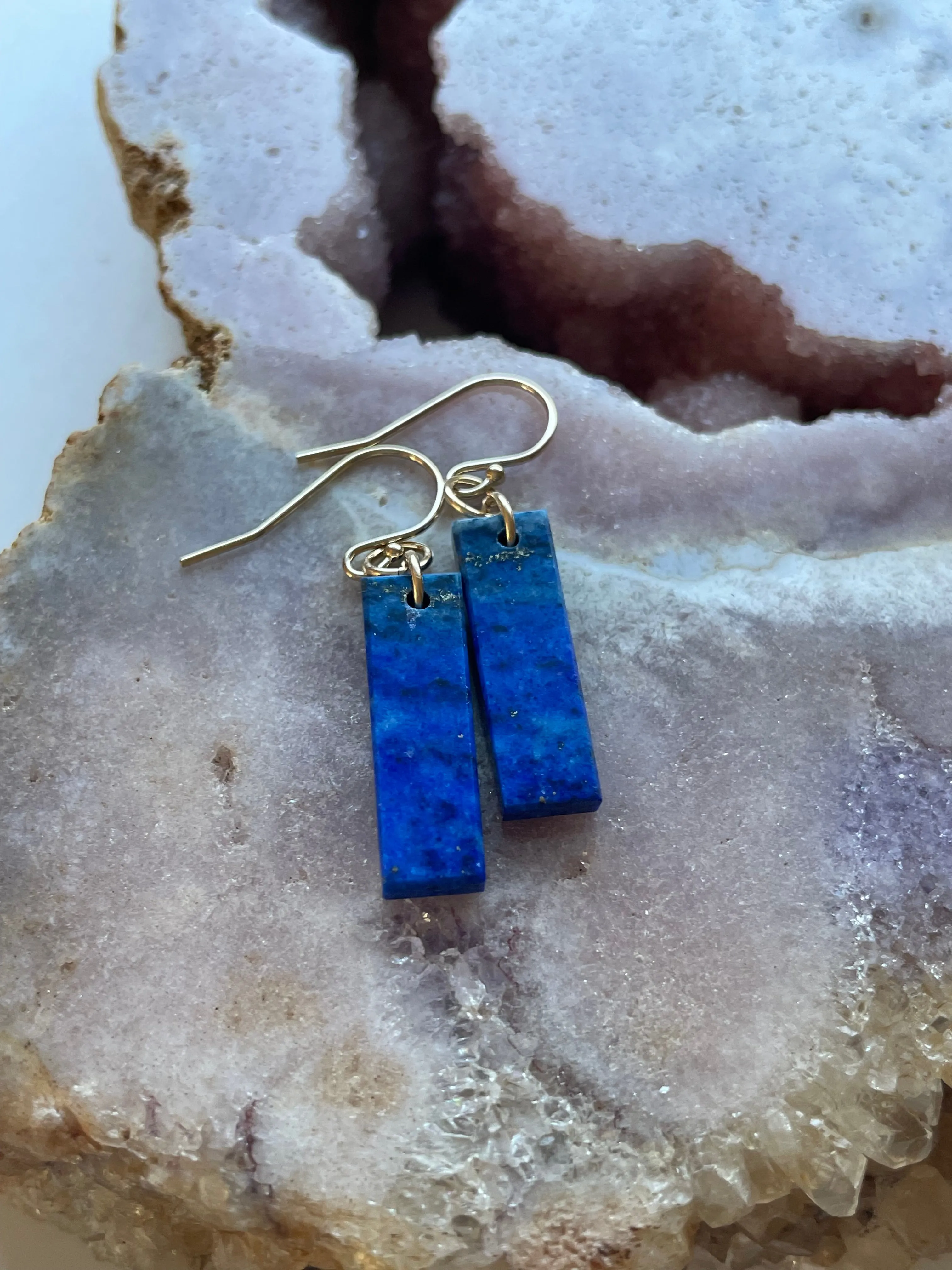 Lapis Lazuli  Earrings Gold Fill