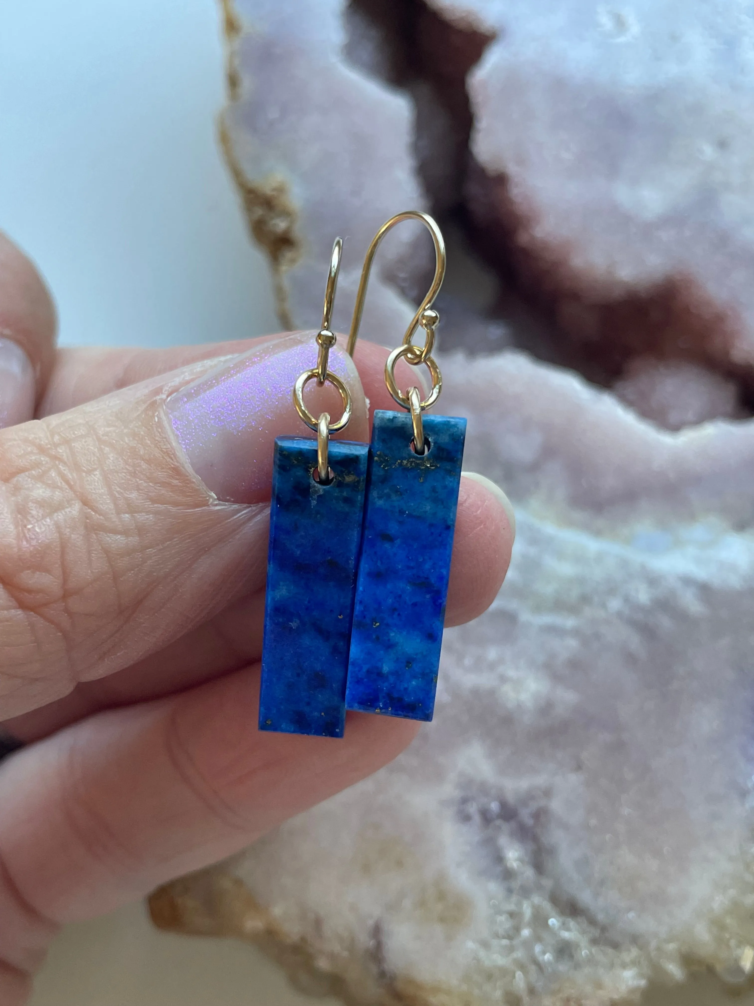 Lapis Lazuli  Earrings Gold Fill