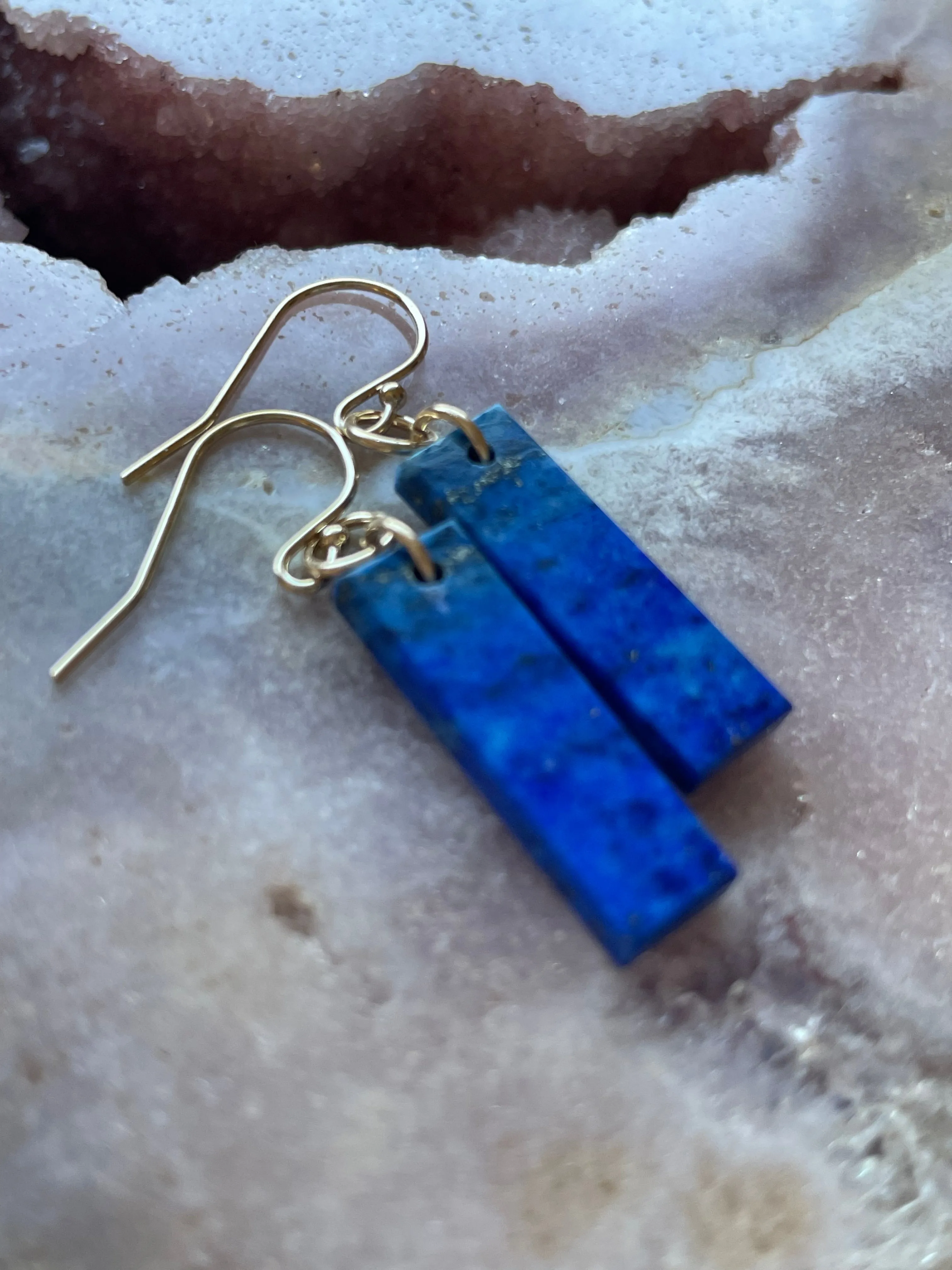 Lapis Lazuli  Earrings Gold Fill