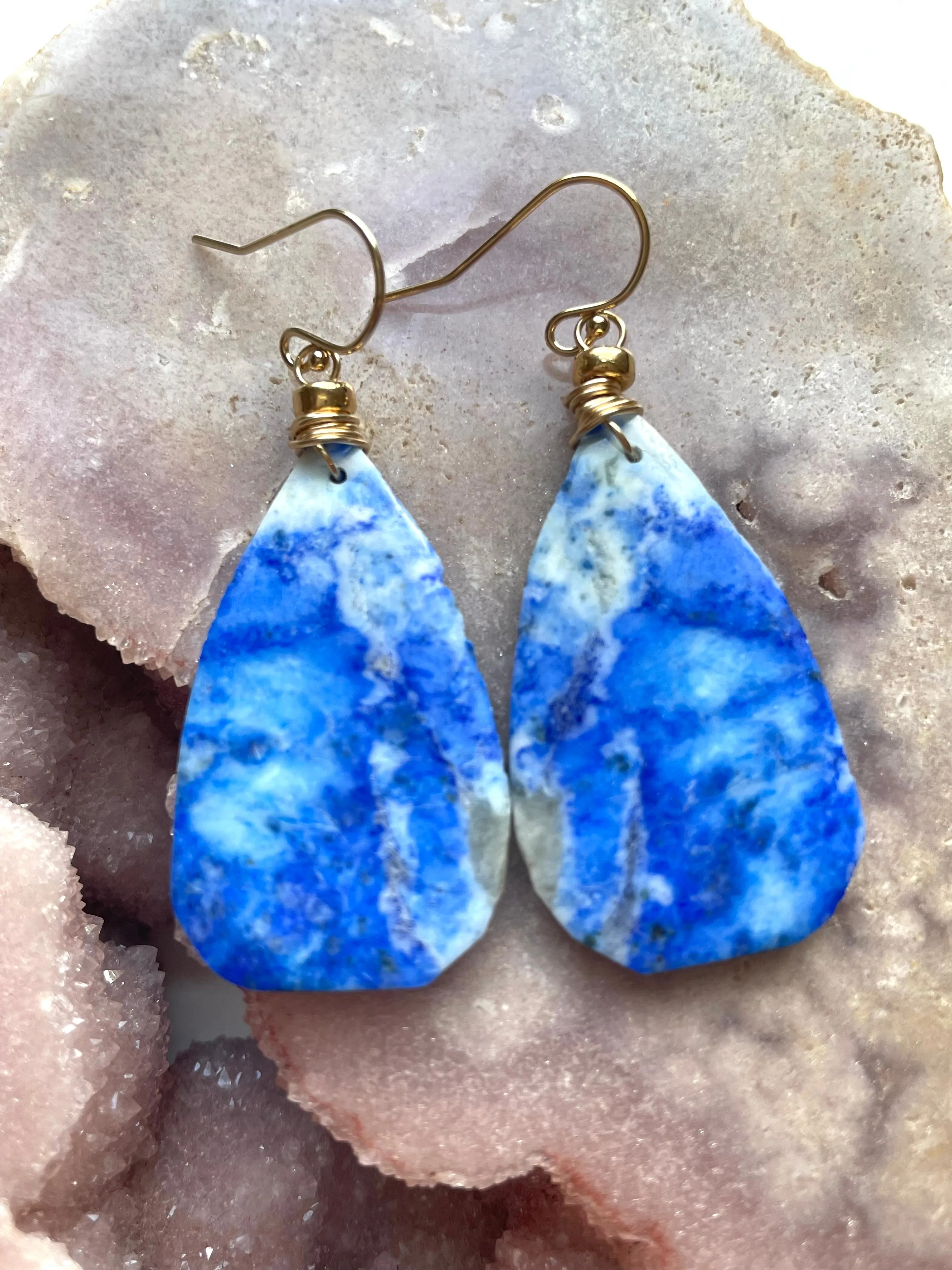 Lapis Lazuli Statement Earrings Gold Fill