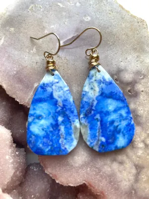 Lapis Lazuli Statement Earrings Gold Fill