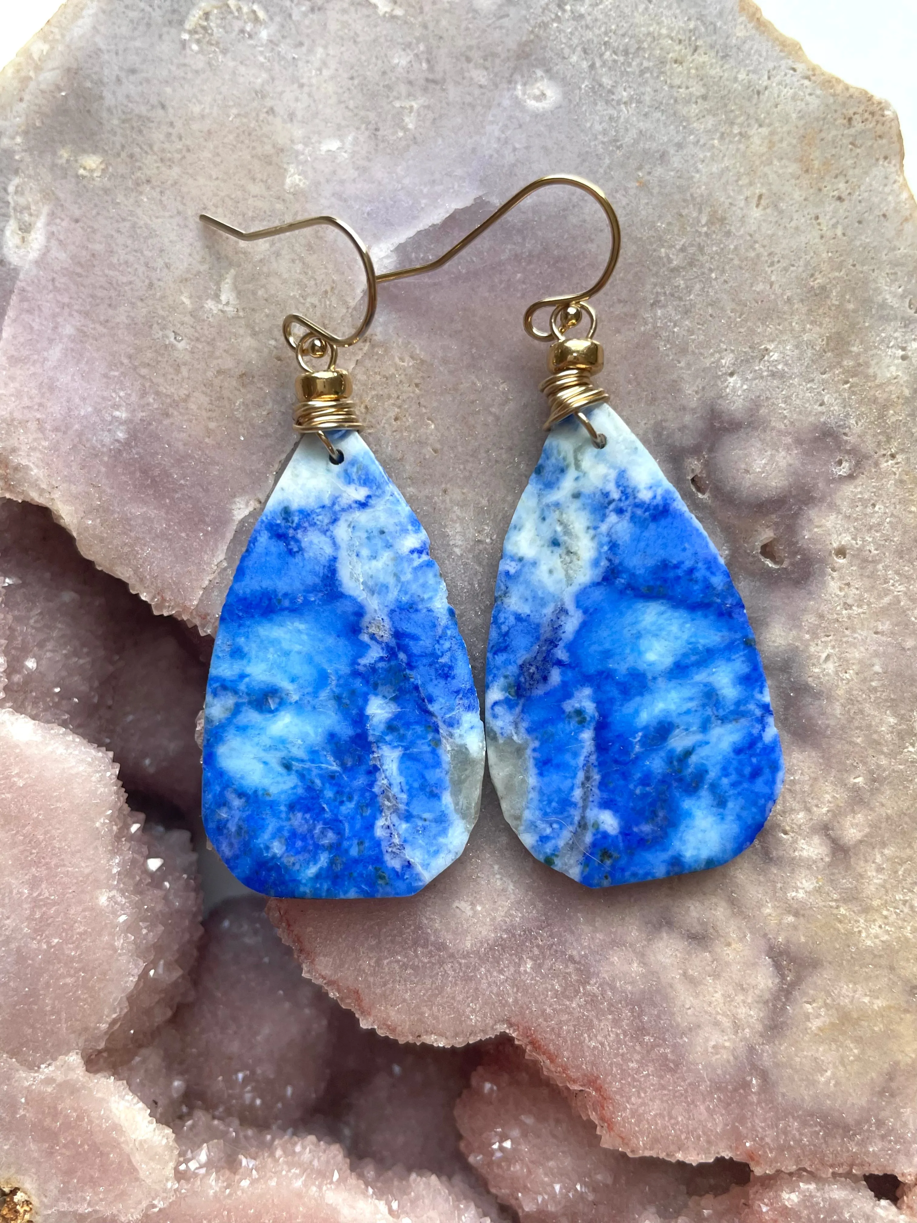 Lapis Lazuli Statement Earrings Gold Fill