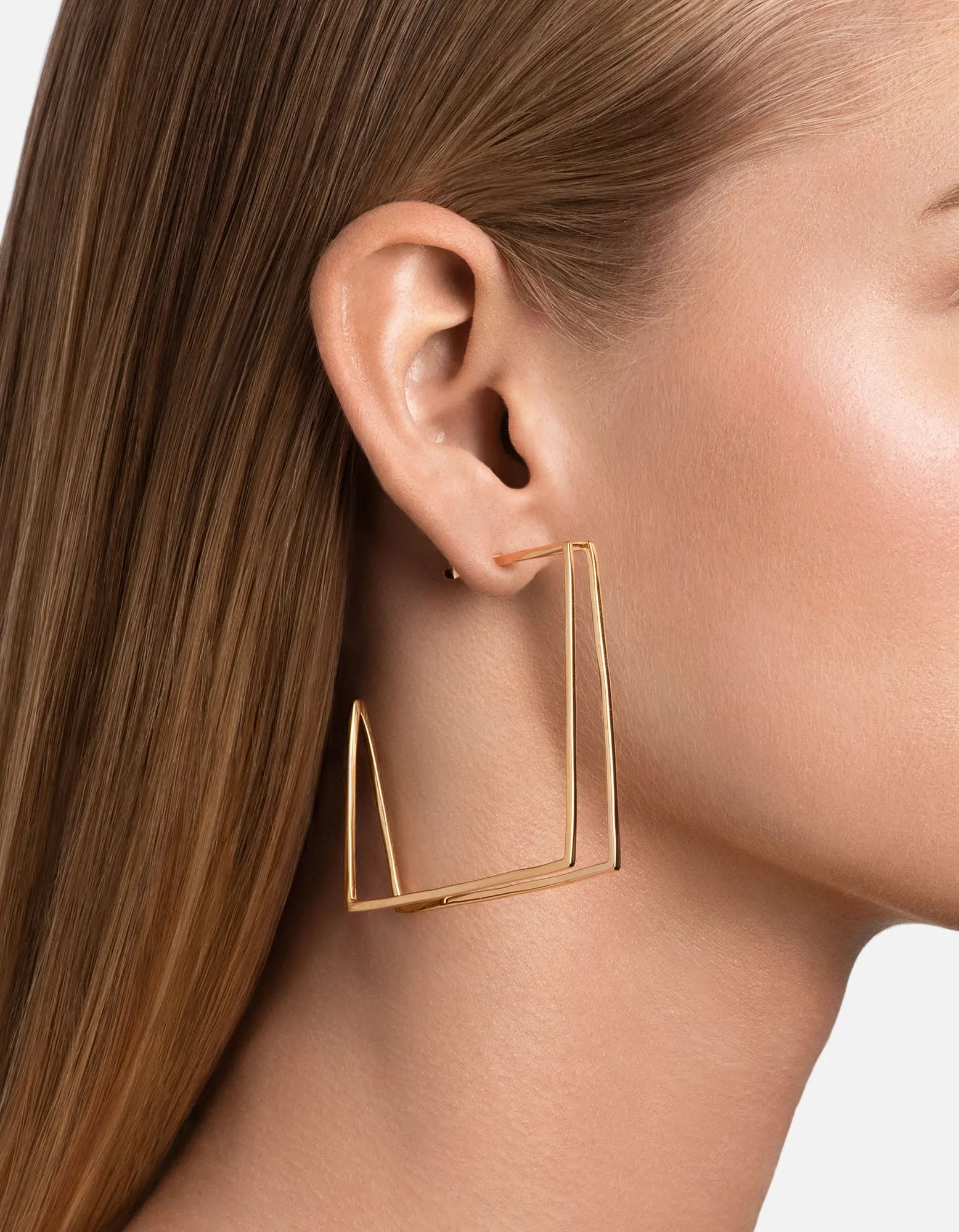 Large Axis Earrings, Gold Vermeil
