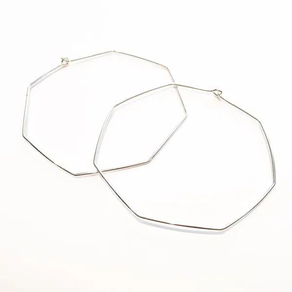 Large Gold Octagon Hoop Earrings