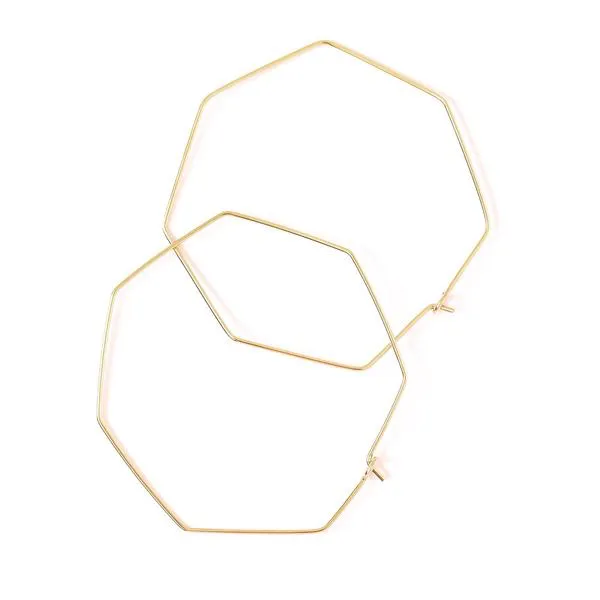 Large Gold Octagon Hoop Earrings
