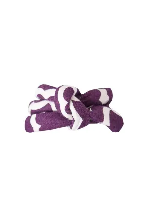 latticework aubergine purple printed cloth napkin rings