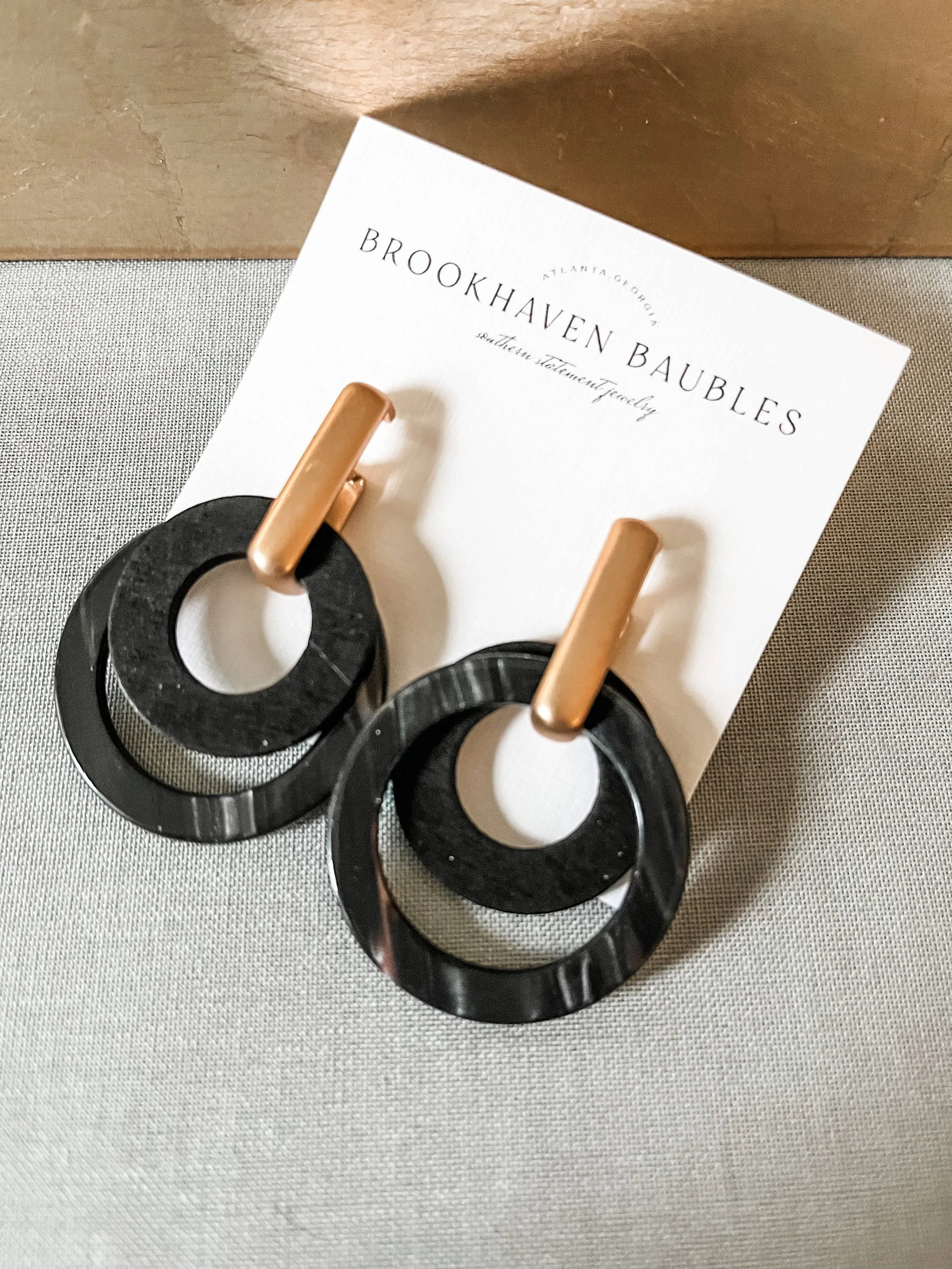 Layered Wood & Acrylic Beaded Circle Statement Earrings