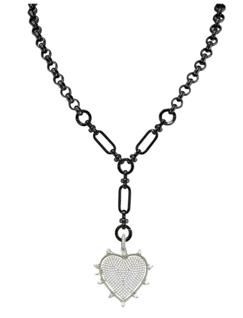 Layla GunMetal Heart Magnetic Closure Necklace