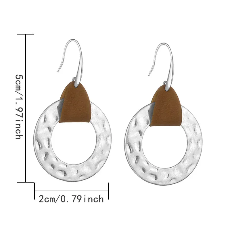 Leather & Hammered Copper Drop Earrings | Geometric Square Statement Earrings | Women's Jewelry