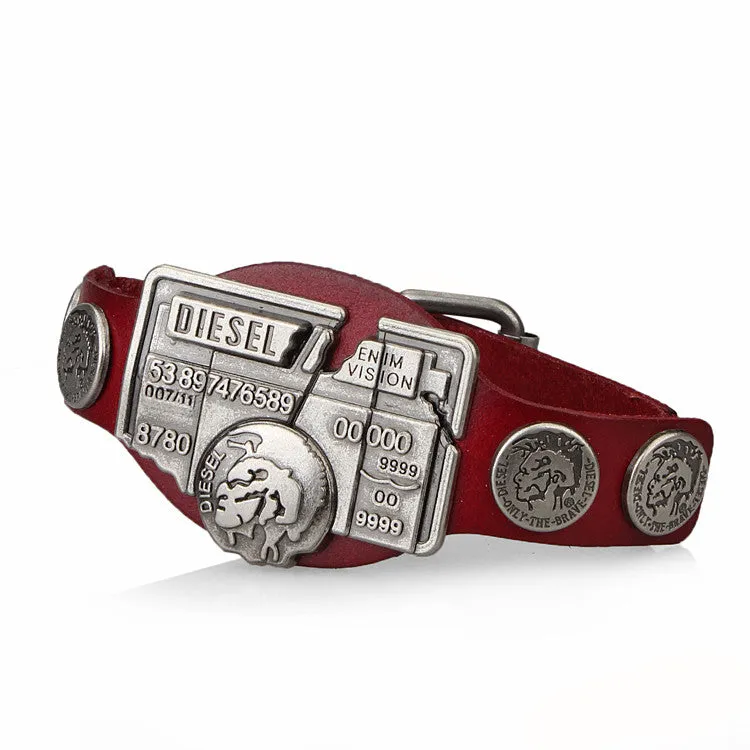 Leather Bracelet Men Jewerly Brand Logo Charms Bracelets Mens Vintage Pulseira Masculina Punk Rock Wristband