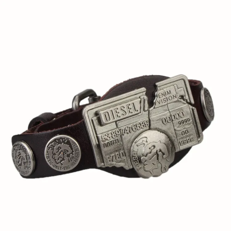 Leather Bracelet Men Jewerly Brand Logo Charms Bracelets Mens Vintage Pulseira Masculina Punk Rock Wristband