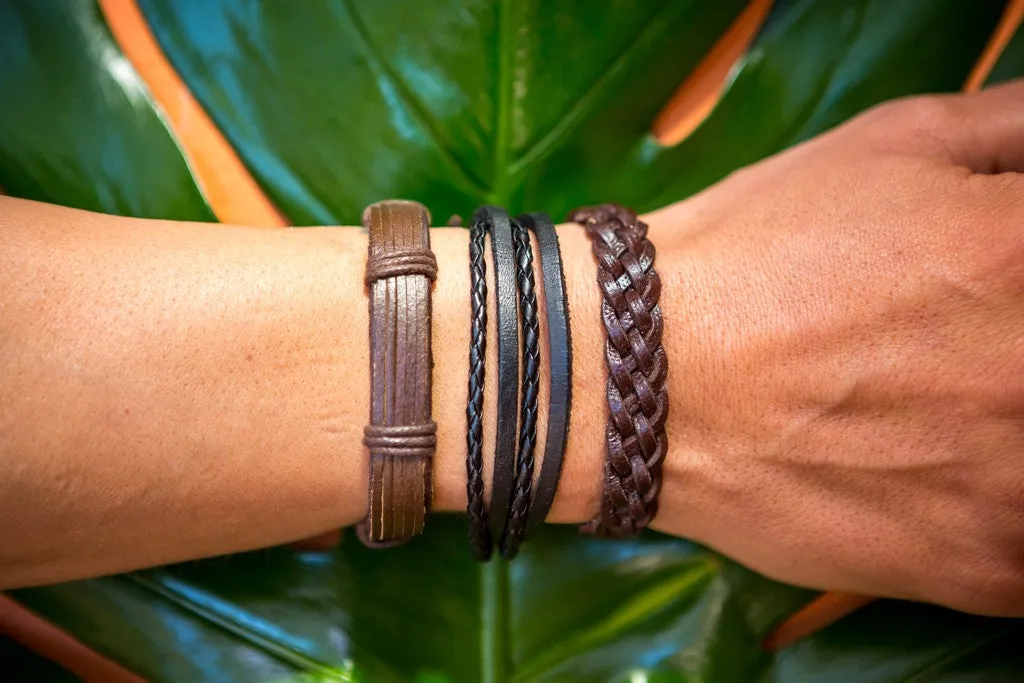 leather bracelet multistrand - four waves