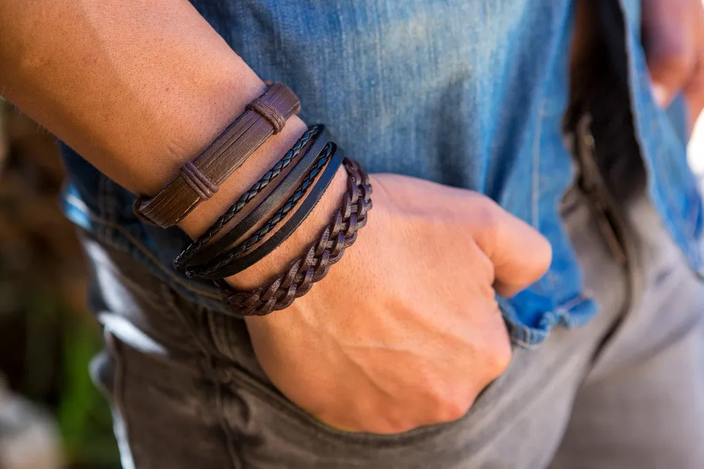 leather bracelet multistrand - four waves