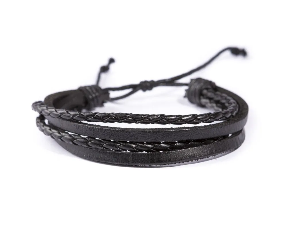 leather bracelet multistrand - four waves