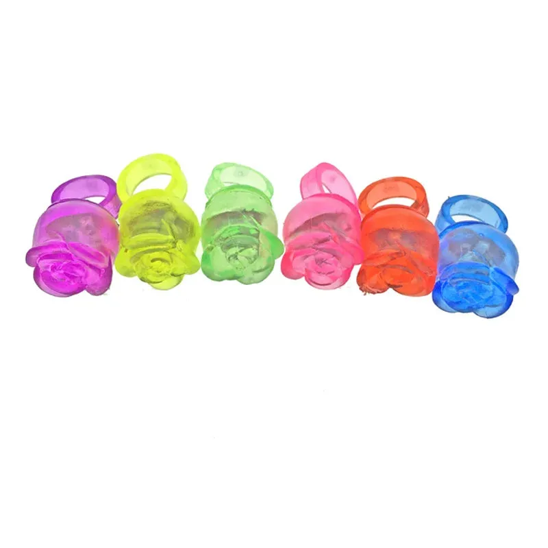 LED Light Jelly Finger Rose Rings