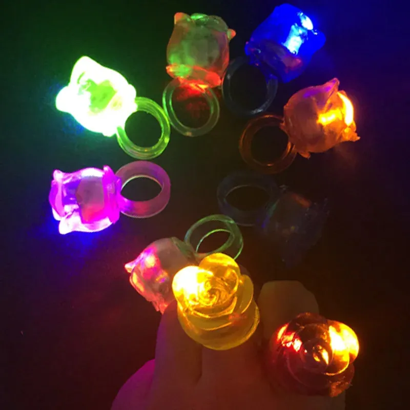 LED Light Jelly Finger Rose Rings