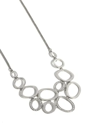 Limelight Lead - White - Rhinestone Warped Silver Ring Paparazzi Short Necklace