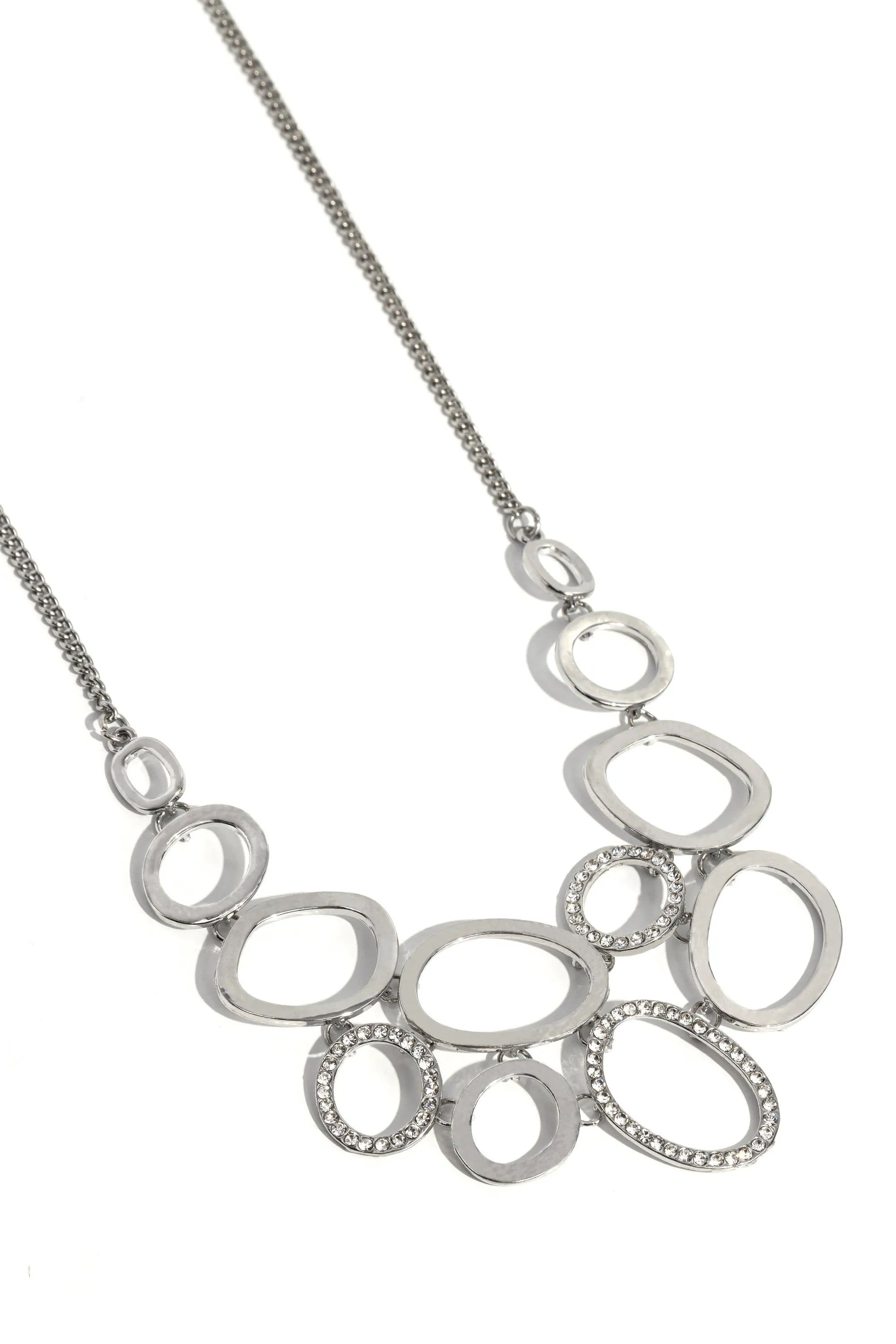 Limelight Lead - White - Rhinestone Warped Silver Ring Paparazzi Short Necklace