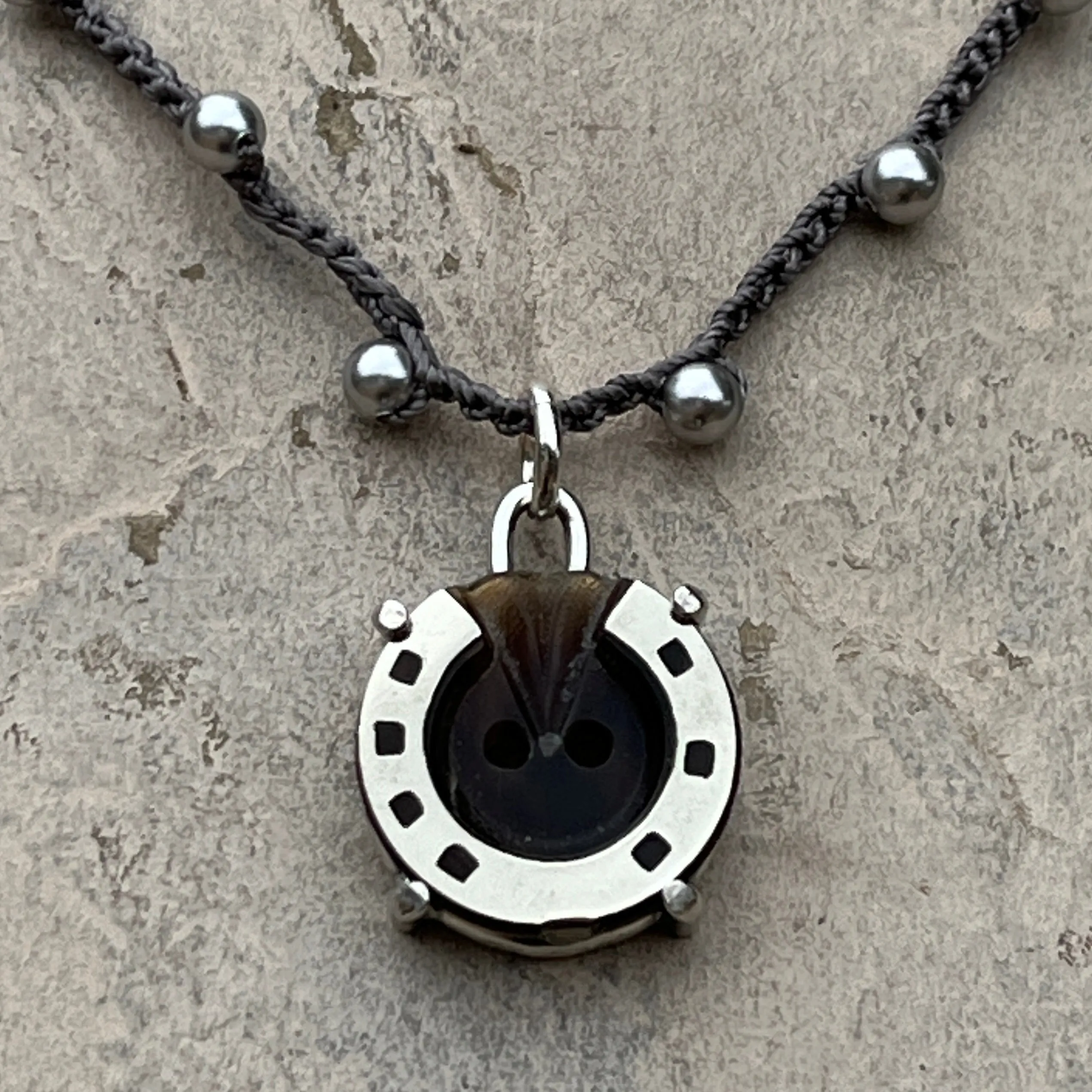 Little Lovely Antique Horseshoe Button Necklaces