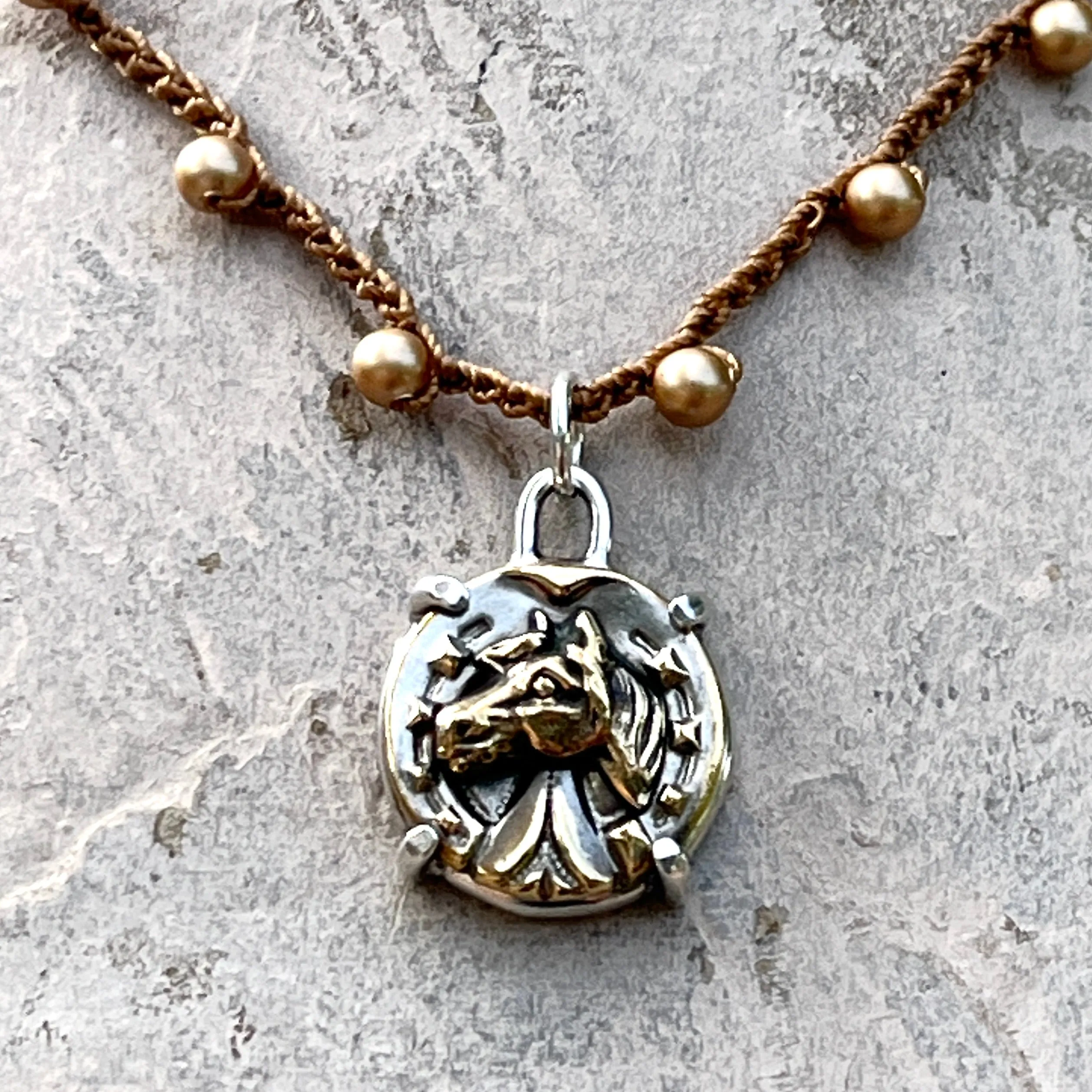 Little Lovely Antique Horseshoe Button Necklaces