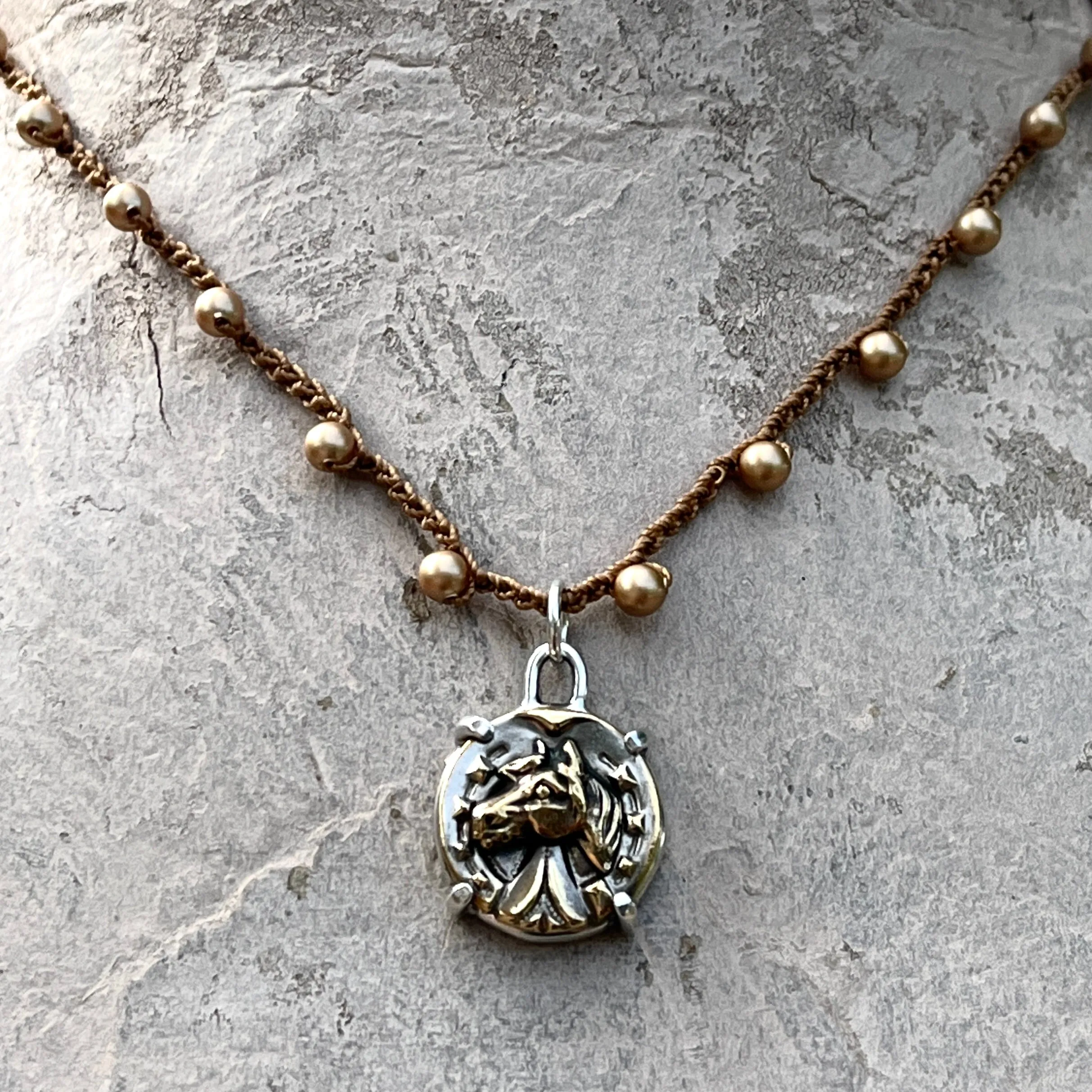 Little Lovely Antique Horseshoe Button Necklaces