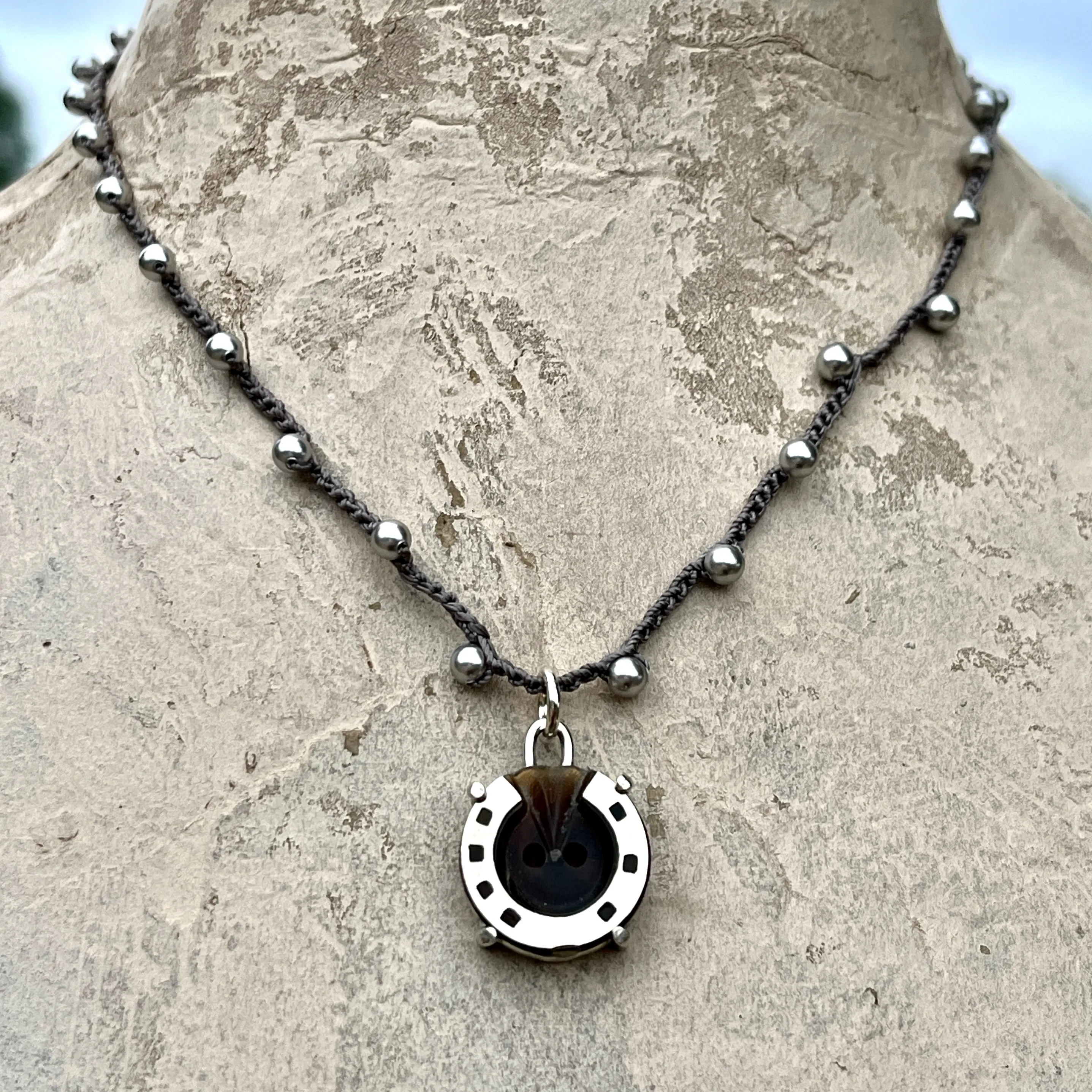 Little Lovely Antique Horseshoe Button Necklaces