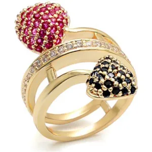 LO1490 Imitation Gold Brass Ring with Synthetic in Ruby