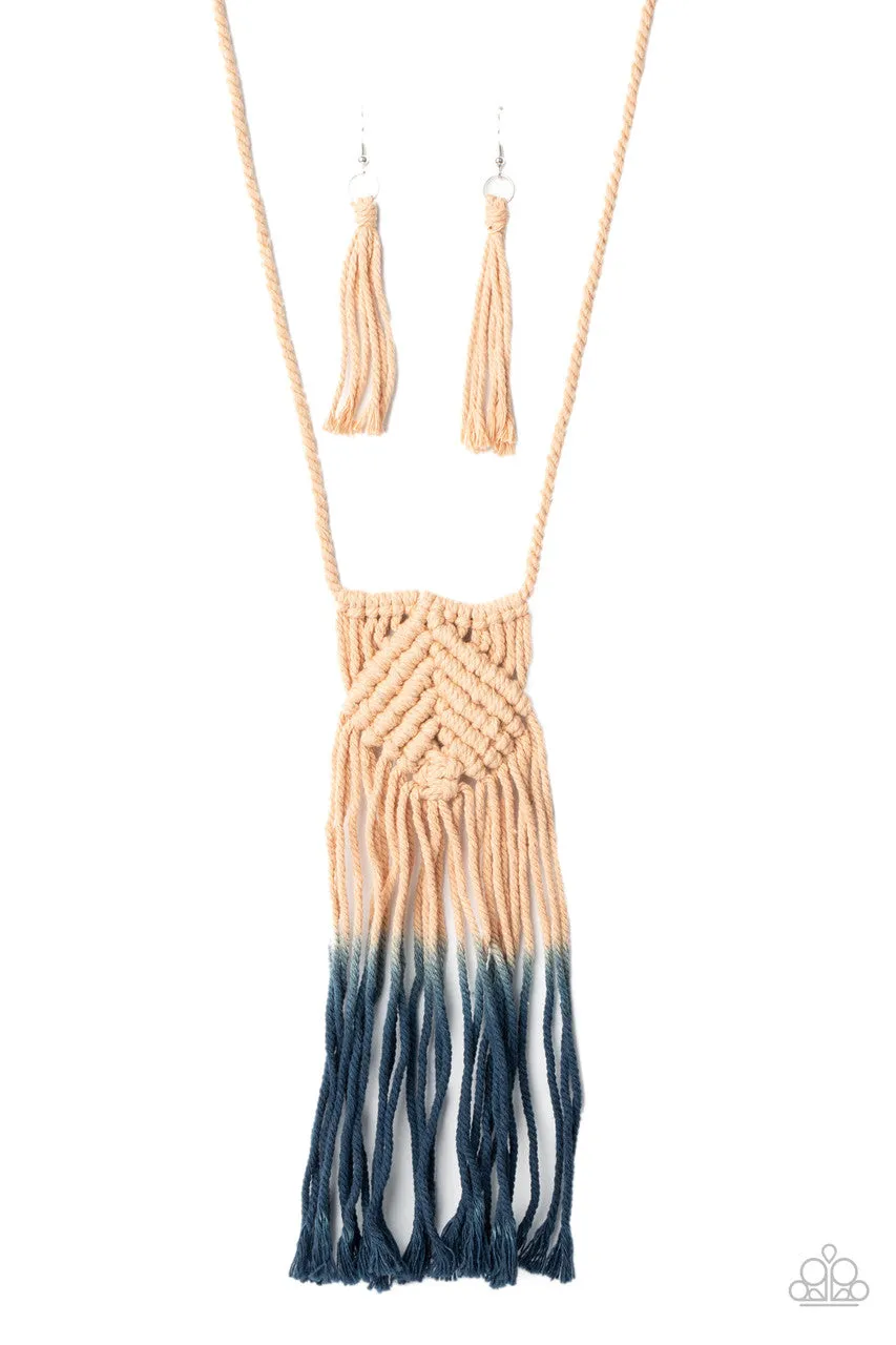 Look at MACRAME Now Blue Paparazzi Necklace