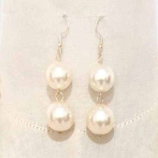 Lucite Bead Cream Faux Pearl Statement Necklace